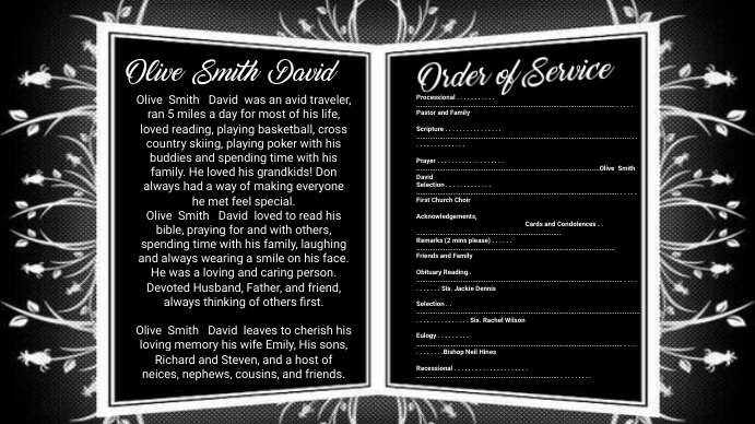 Obituary Cover | Inside 2 of 2 , church bulle Ekran reklamowy (16:9) template